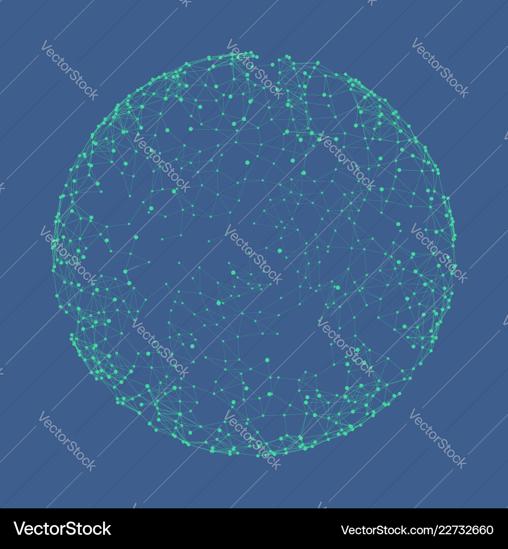 Sphere with connected lines and dots globe grid Sphere with connected lines and dots globe grid vector image