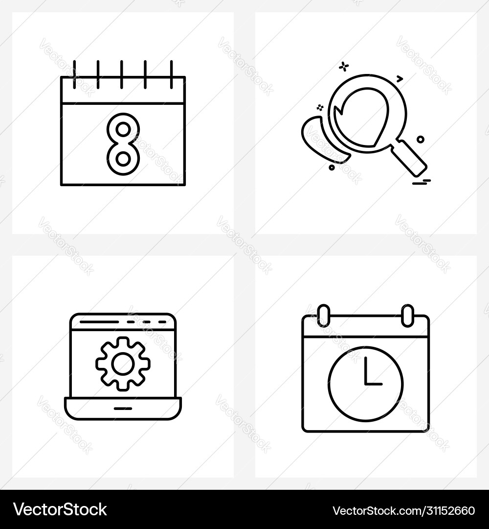 Ui set 4 basic line icons calendar romantic Vector Image