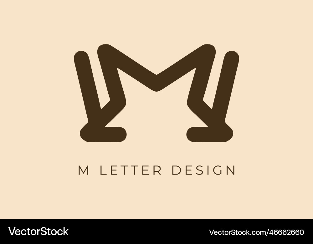 Unique mono line design of m initial letter Vector Image