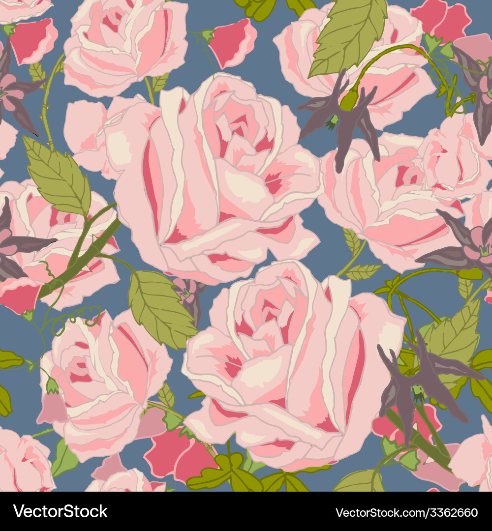 Vintage Rose Seamless Pattern Royalty Free Vector Image