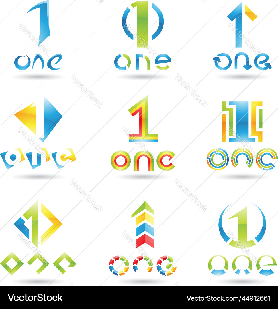 Abstract icons for number 1 Abstract icons for number 1 Vector Image