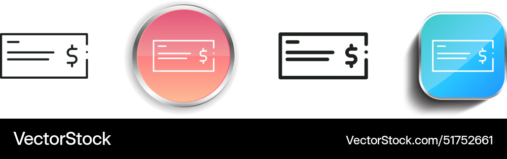 Bank check icon thin linear regular and button vector image