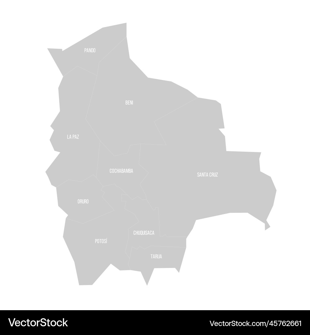 Bolivia political map of administrative divisions Bolivia political map of administrative divisions vector image