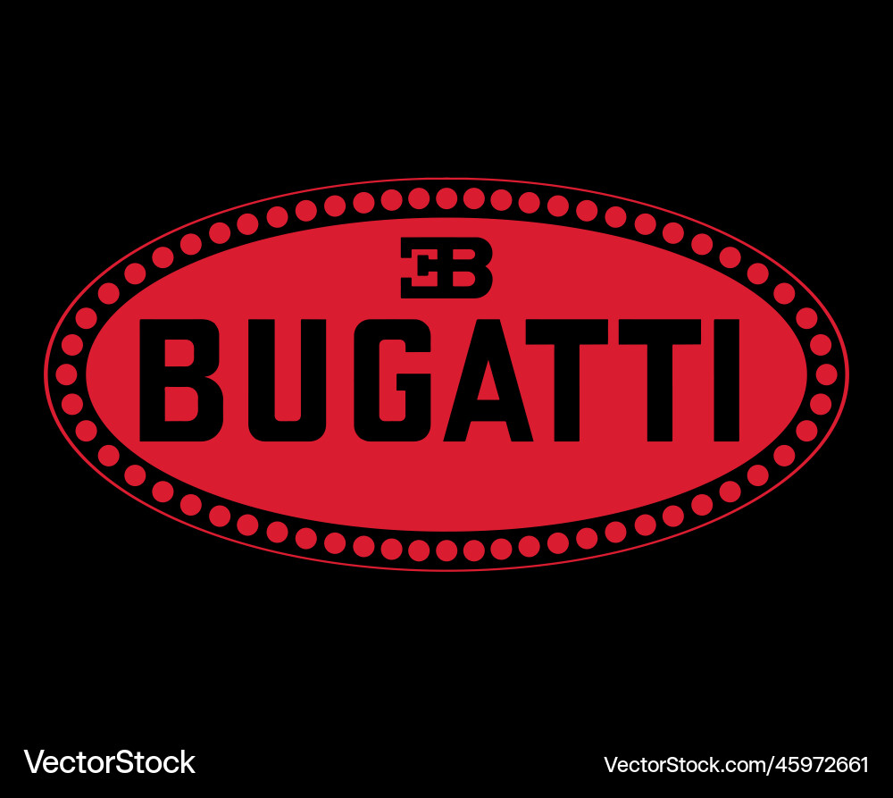 Bugatti brand logo symbol red design french cars Bugatti brand logo symbol red design french cars vector image