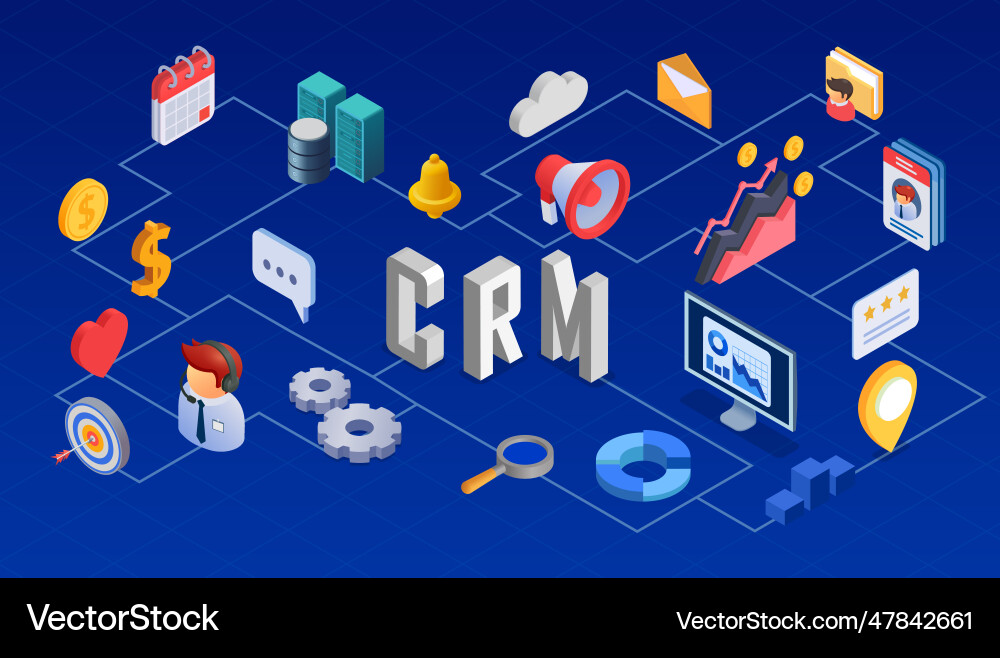 CRM Isometric Flowchart vector image
