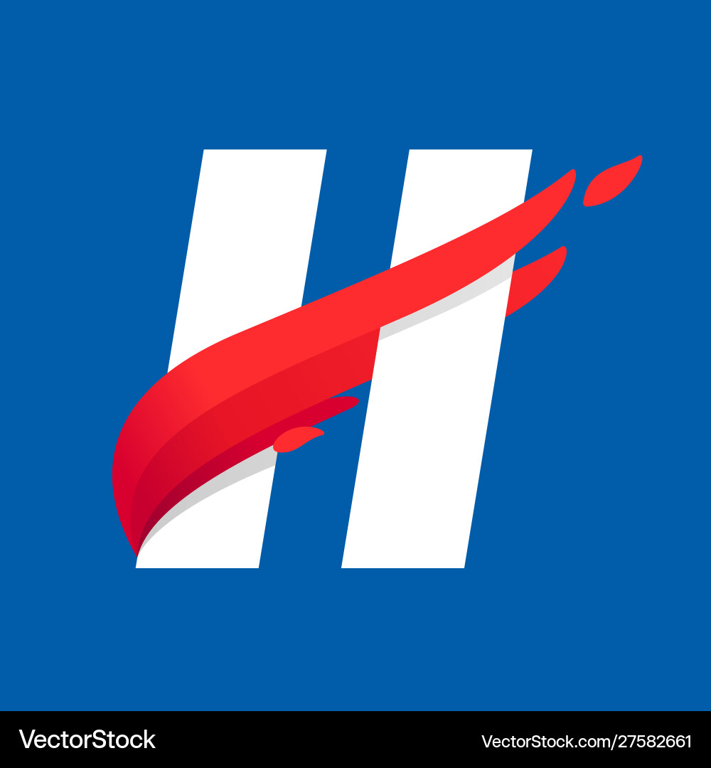 H Buchstaben-Logo mit schnellem rotem Vogelflügel H Buchstaben-Logo mit schnellem rotem Vogelflügel vektorbild
