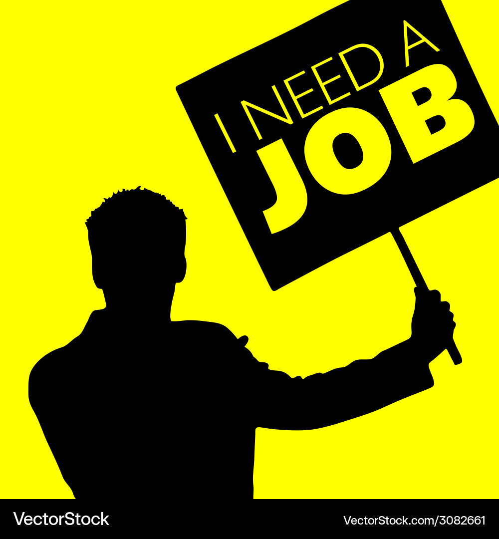Man with the slogan i need a job royalty free vector image