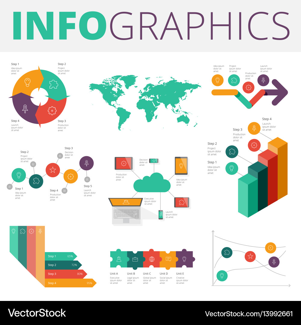 Modern Data Visualization Elements vector image