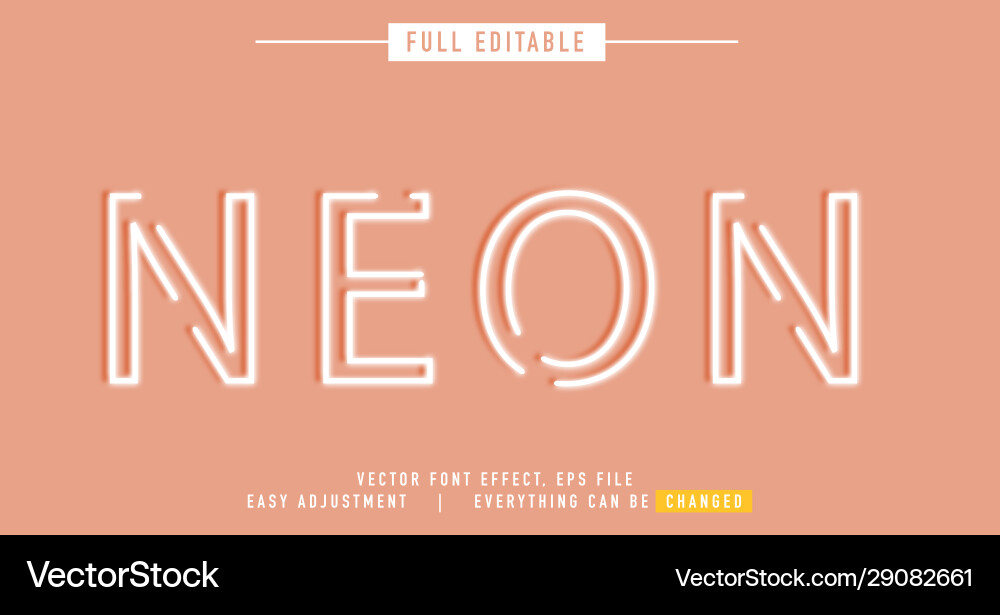 Neon text effect design editable easy to change Neon text effect design editable easy to change vector image
