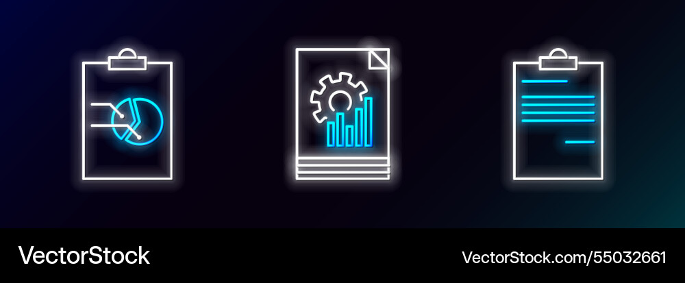 Set line document clipboard with graph chart Set line document clipboard with graph chart vector image