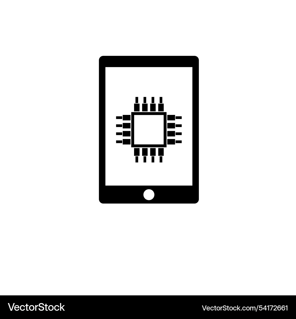 Touchscreen smartphone and cpu chip solid flat Touchscreen smartphone and cpu chip solid flat vector image