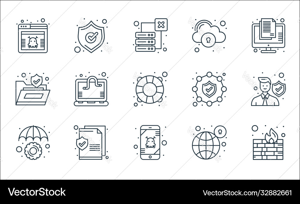 Web security line icons linear set quality Vector Image
