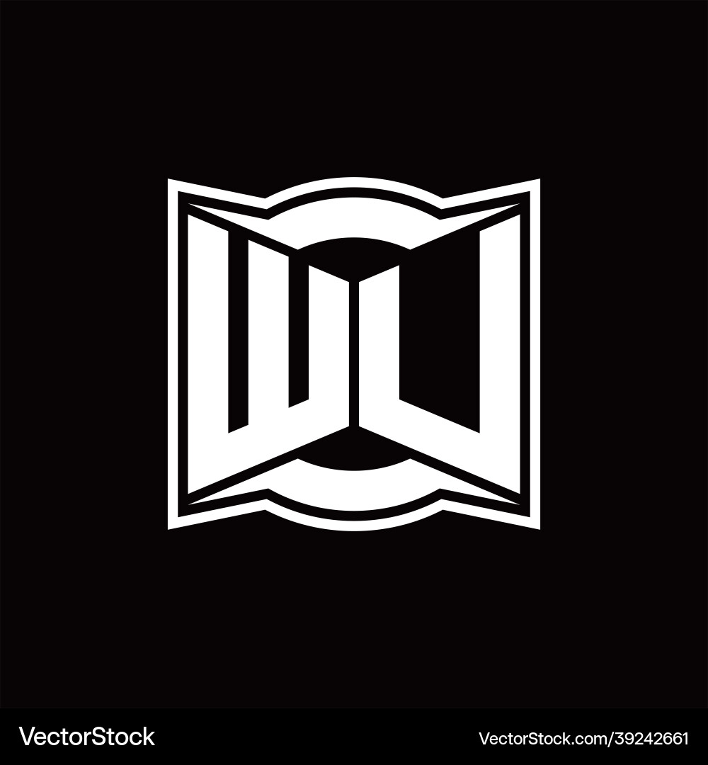 Wu logo monogram with abstract shape design vector image
