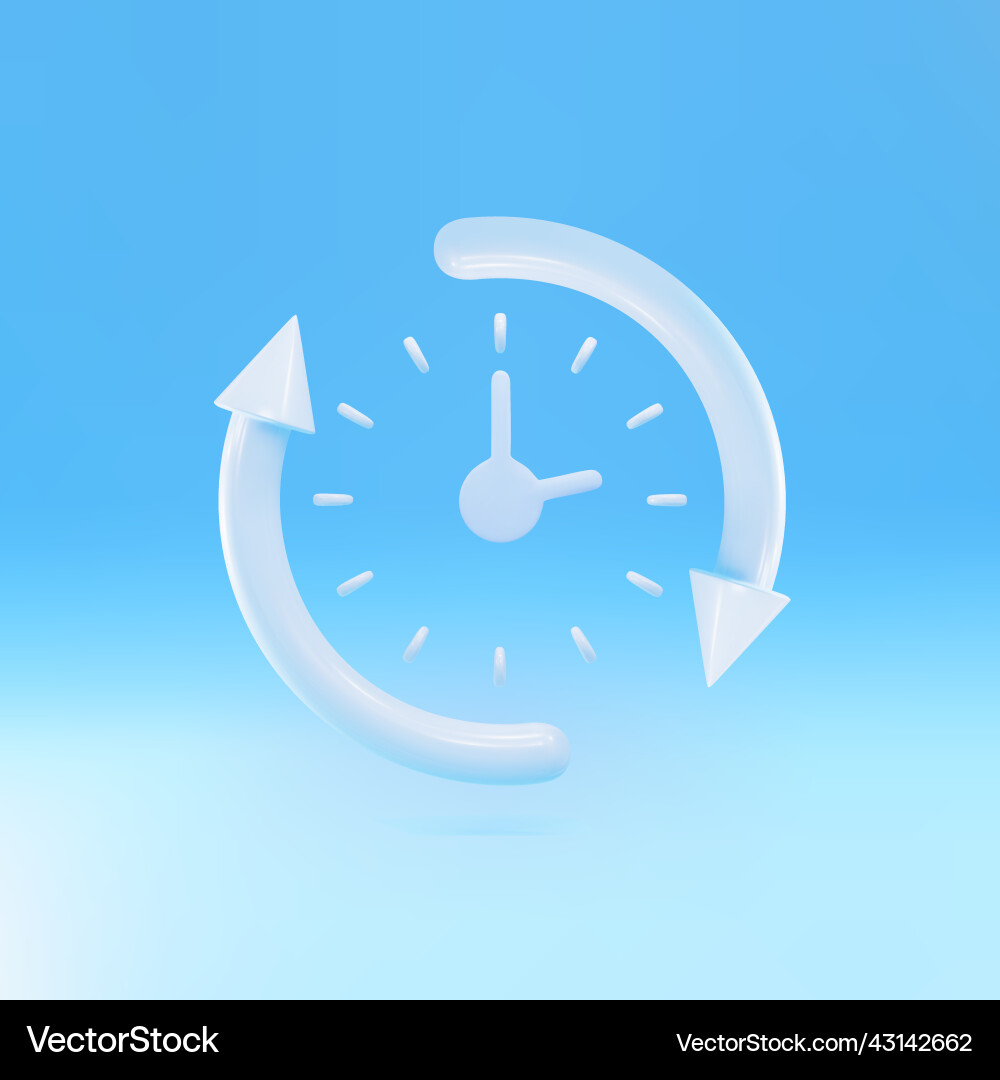 3d round clock with arrow time keeping 3d round clock with arrow time keeping vector image