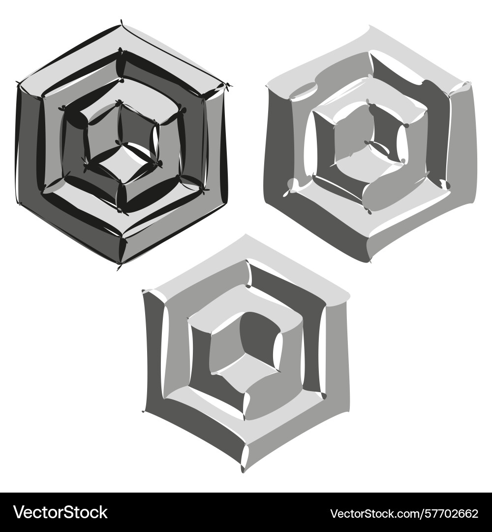 Abstract hexagonal shapes geometric shaded forms Abstract hexagonal shapes geometric shaded forms vector image