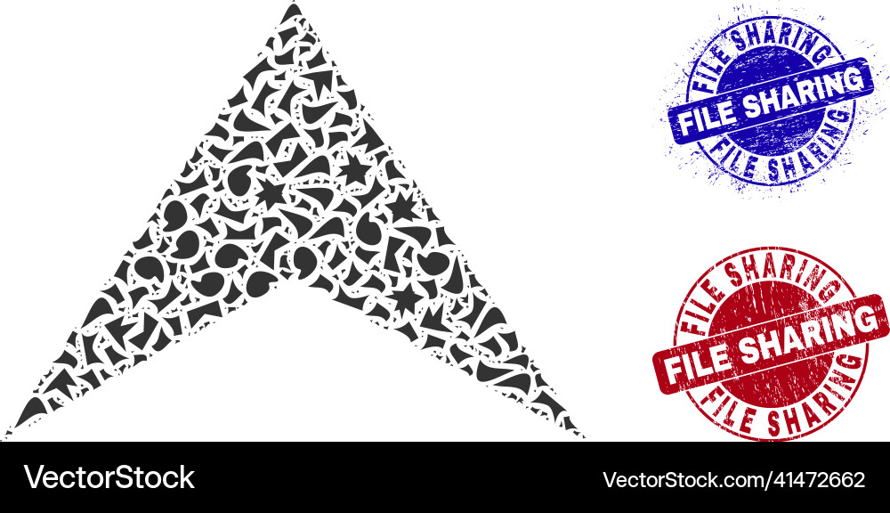 Arrowhead up mosaic of fractions with file sharing Arrowhead up mosaic of fractions with file sharing vector image