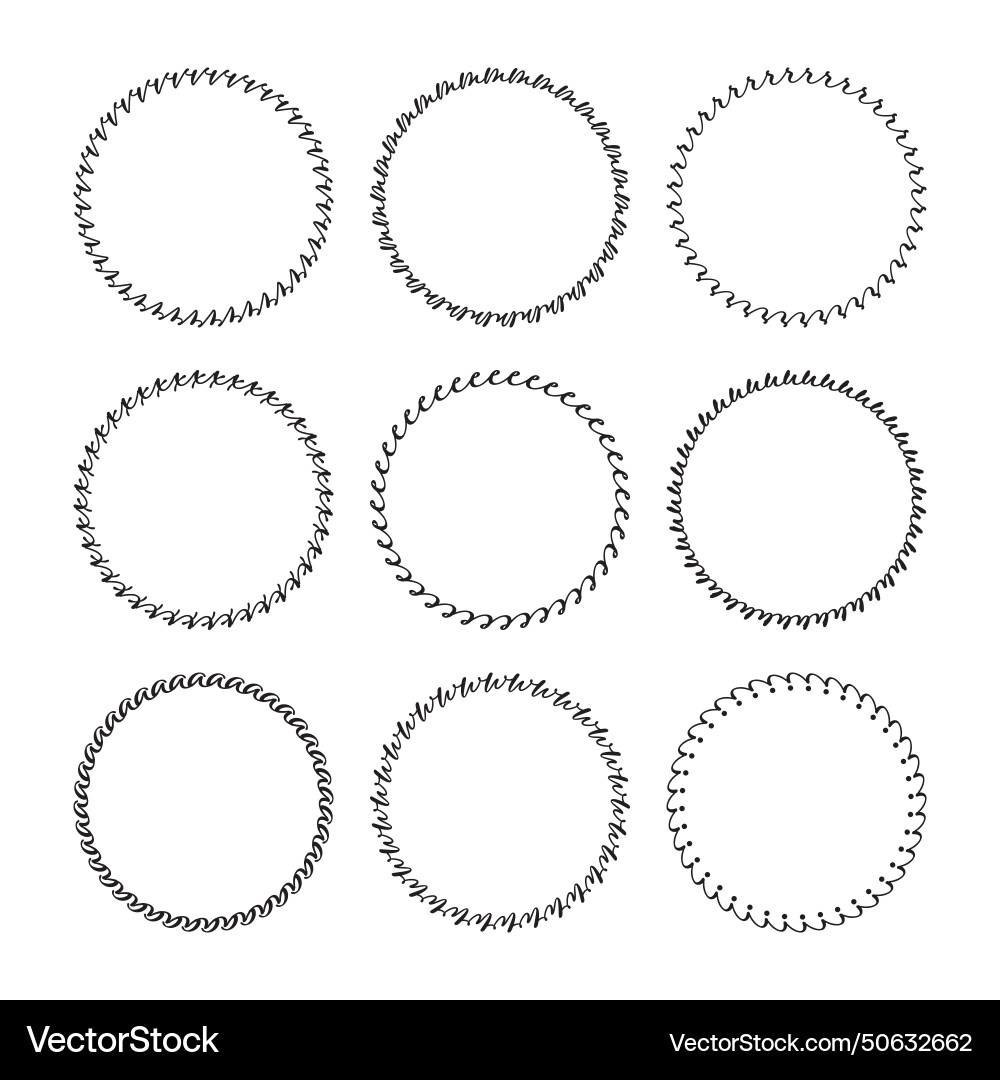 Black assorted creative round empty emblems set vector image