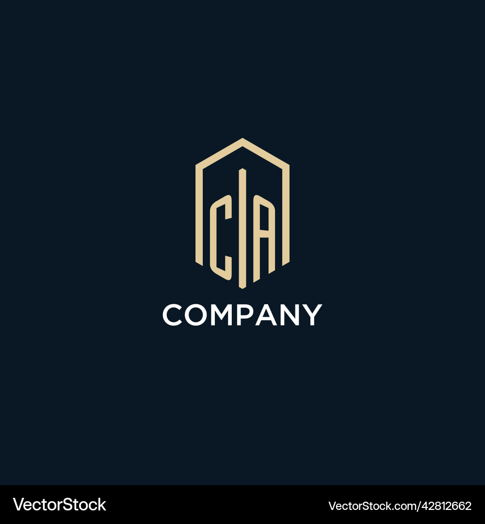 Ca initial monogram logo with hexagonal shape Vector Image