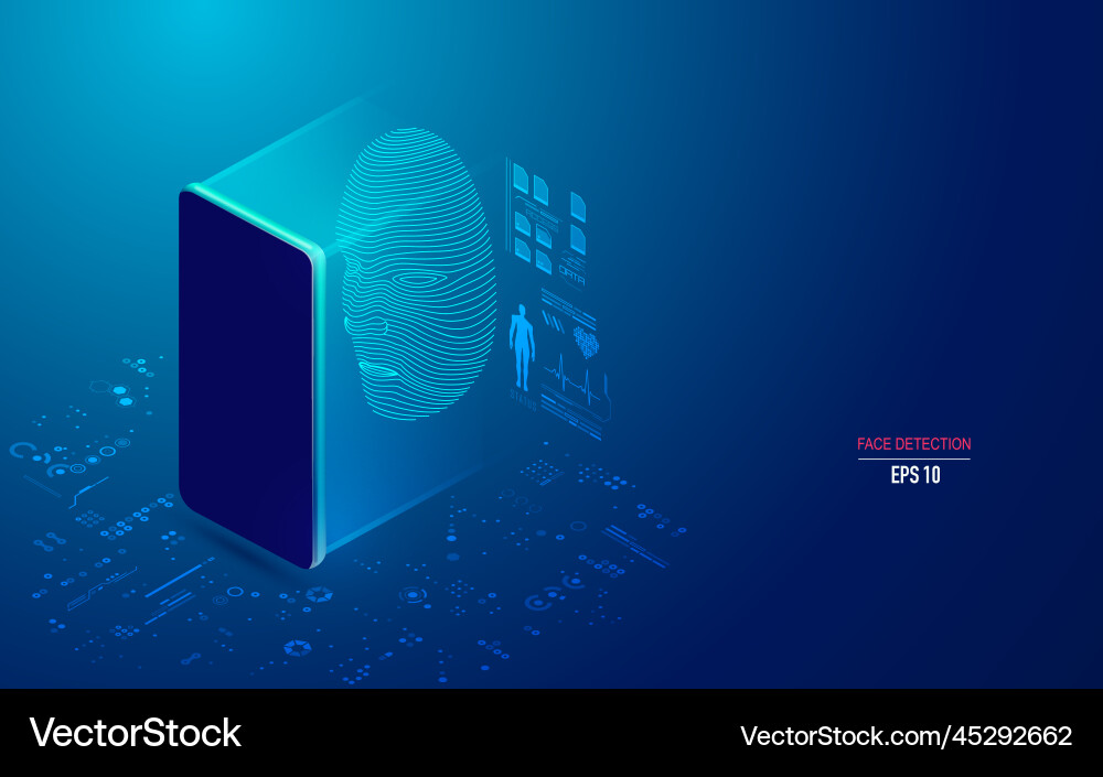 Face detection or biometrics technology on mobile vector image