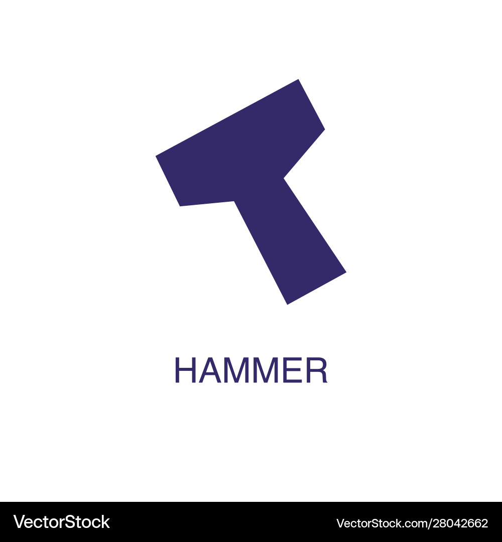 Hammer element in flat simple style on white vector image
