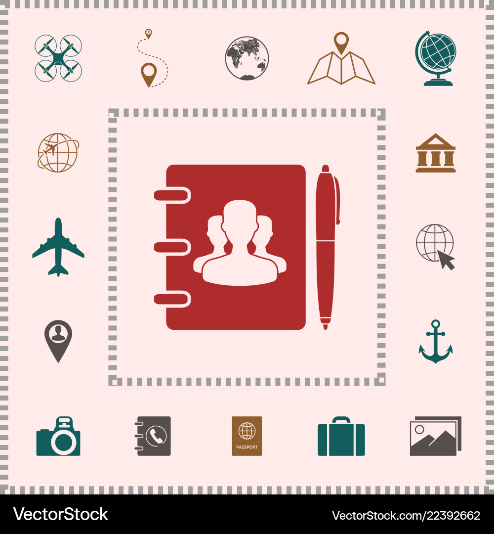 Notebook address phone book with symbol of group Notebook address phone book with symbol of group vector image