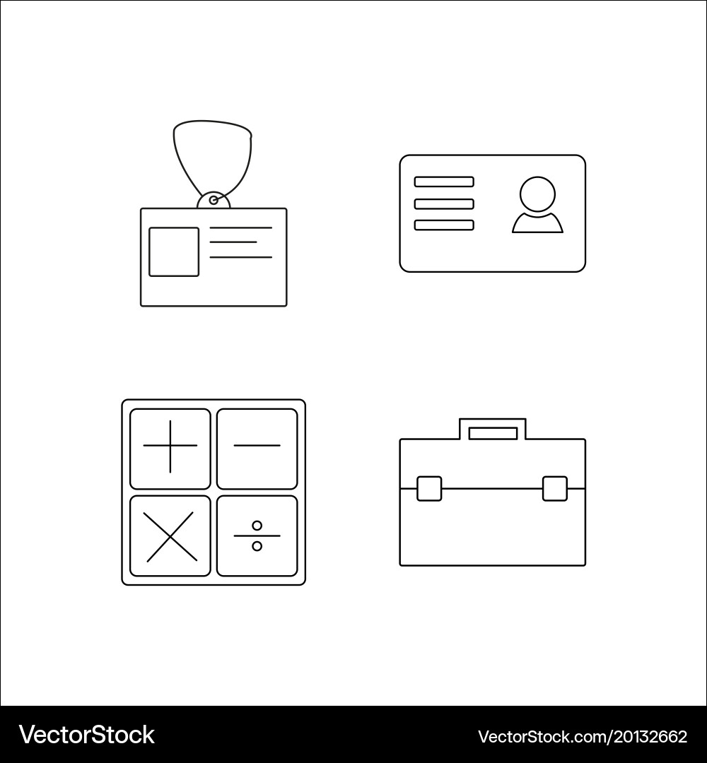 Office simple linear icon setsimple outline icons vector image