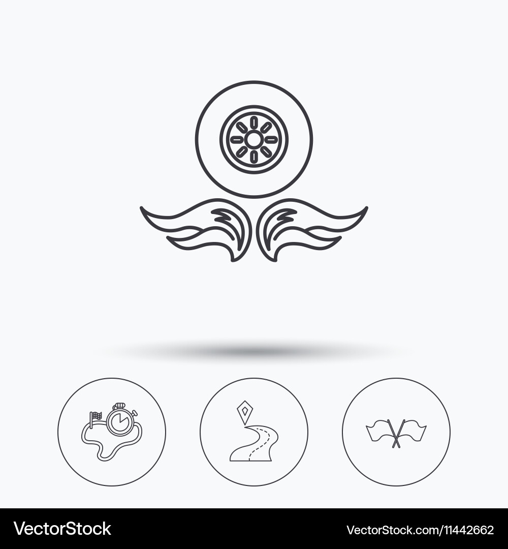 Race flags timer and destination pointer icons vector image