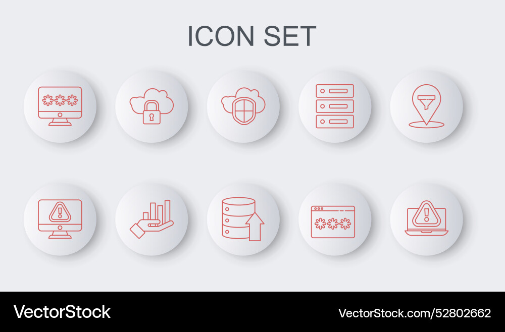 Set line laptop with exclamation mark monitor Set line laptop with exclamation mark monitor vector image