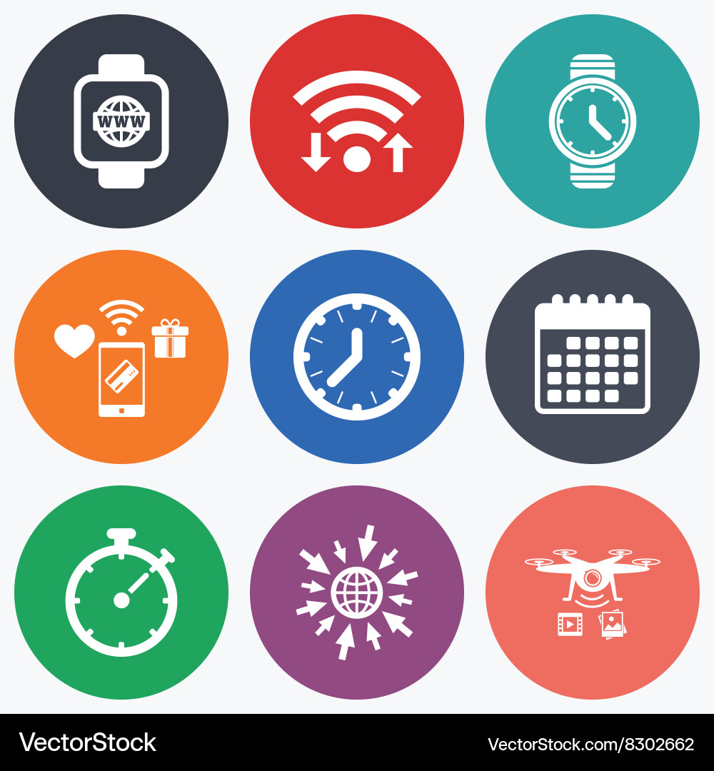 Smart watch mechanical clock time and timer vector image