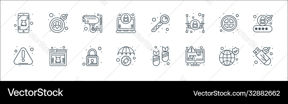 Web security line icons linear set quality Web security line icons linear set quality Vector Image