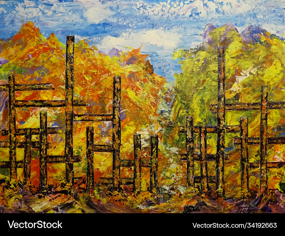An abstract wooden fence Vector Image