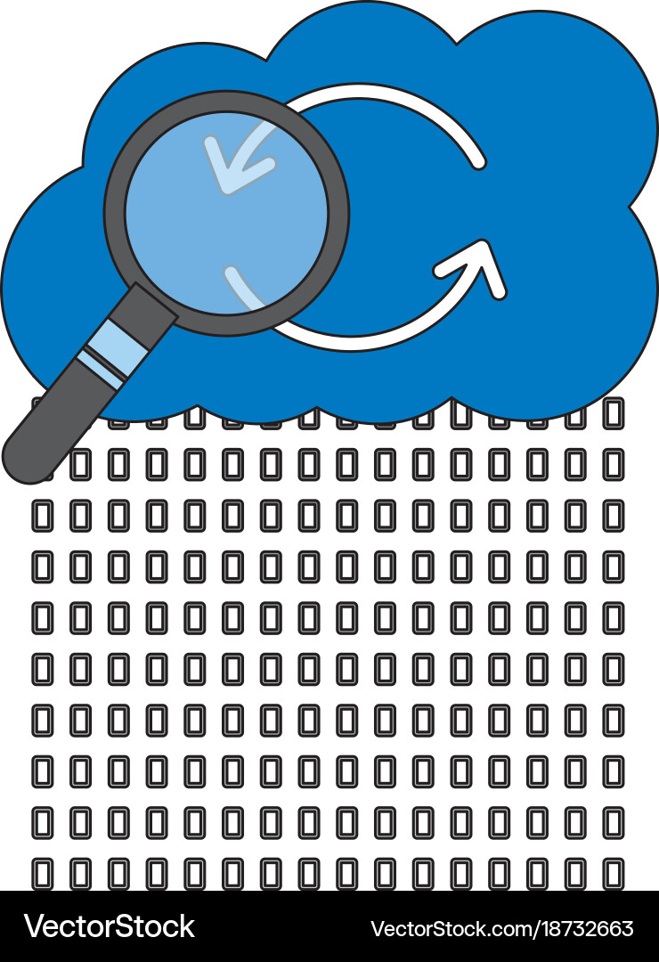 Binary data cloud storage hosting search code vector image