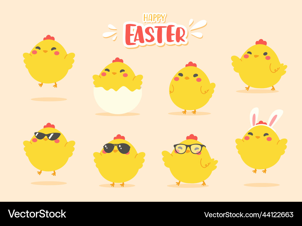 Cartoon little chick hatched eggs on easter Cartoon little chick hatched eggs on easter vector image
