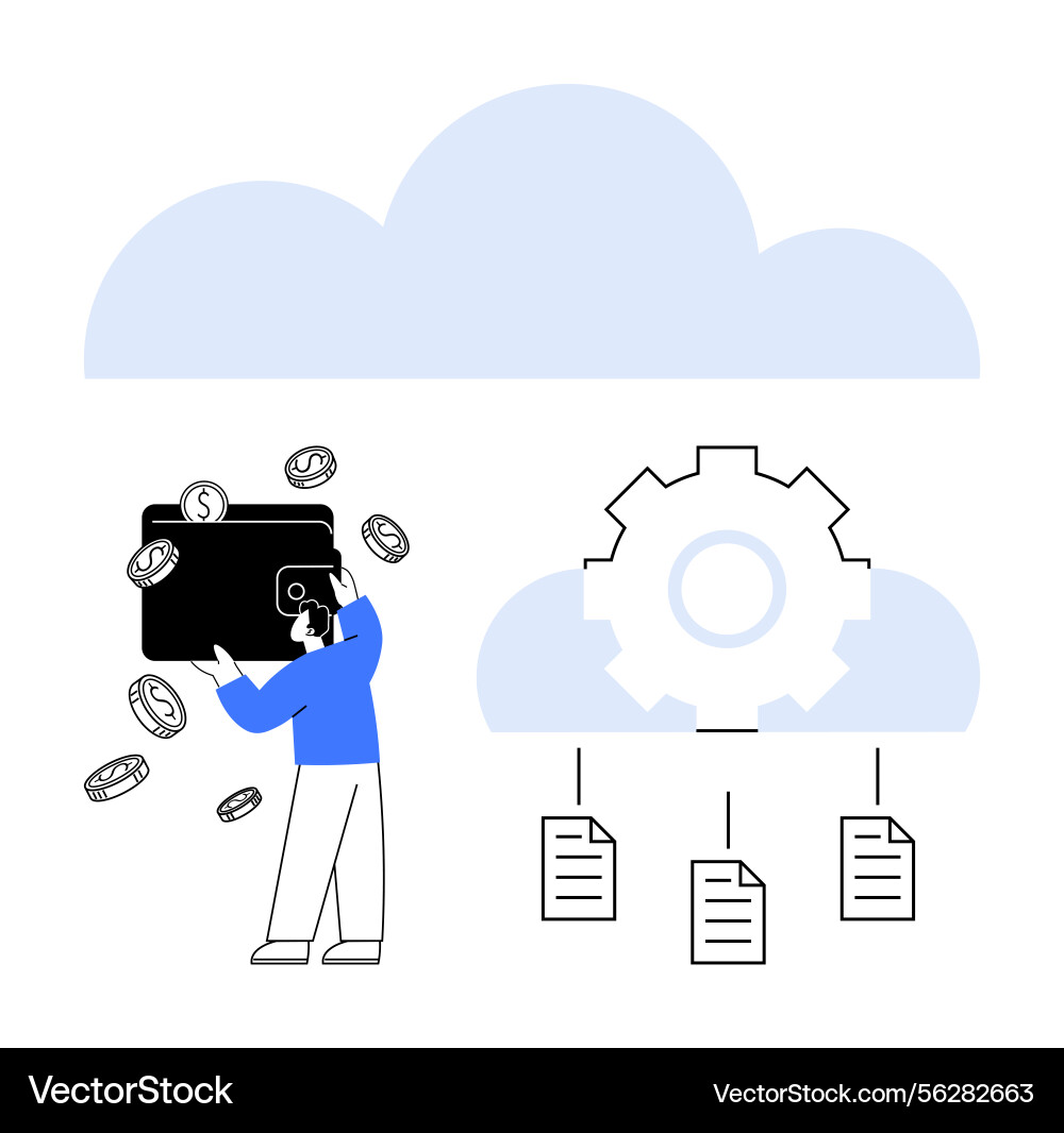 Digital wallet and cloud integration featuring Digital wallet and cloud integration featuring vector image
