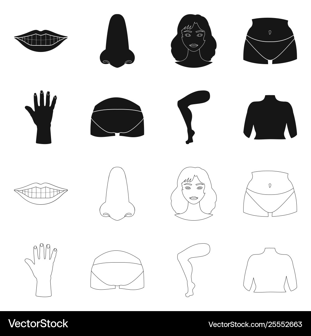 Isolated object body and part logo set vector image