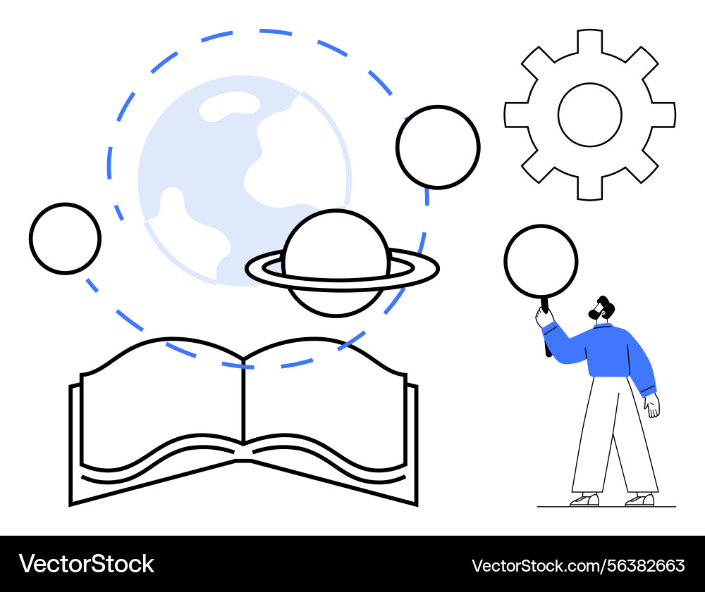 Person exploring knowledge with open book Person exploring knowledge with open book vector image
