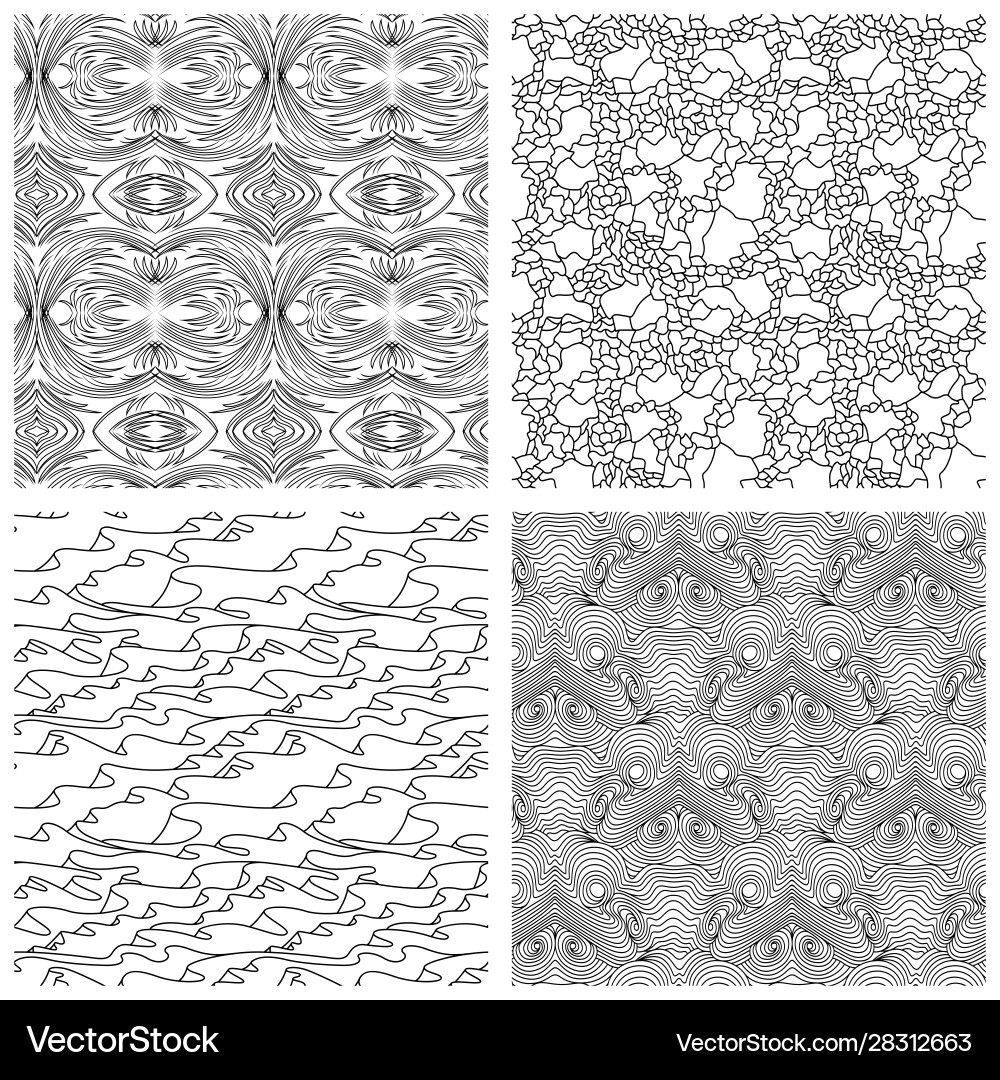 Set abstract seamless patterns in black color Set abstract seamless patterns in black color vector image