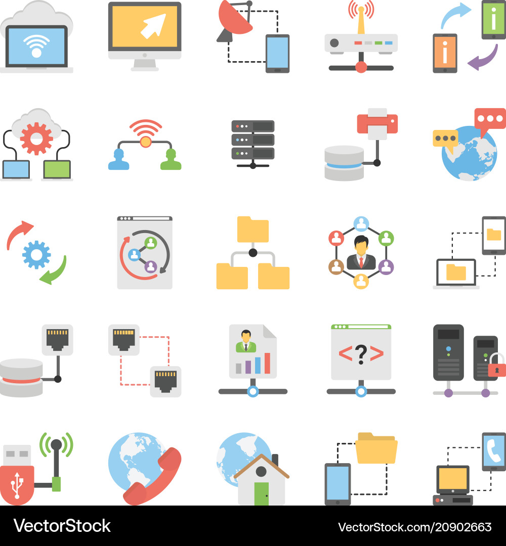 Set of communication and networking icons Set of communication and networking icons vector image