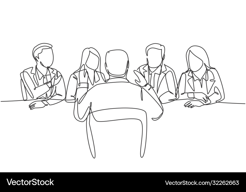 Single Line Job Interview Concept Royalty Free Vector Image