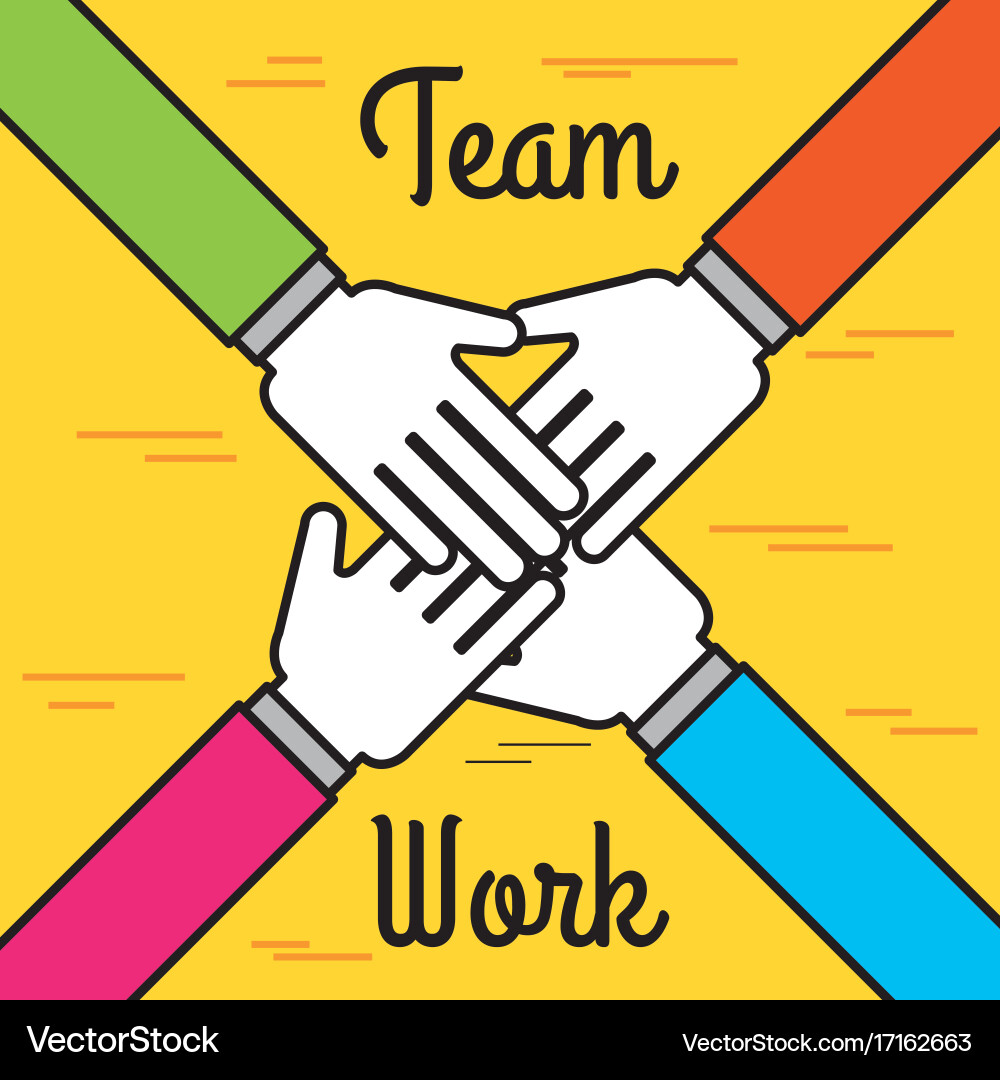 Unity of business hands concept for teamwork vector image