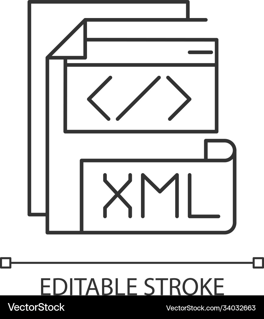 Xml file pixel perfect linear icon Xml file pixel perfect linear icon vector image
