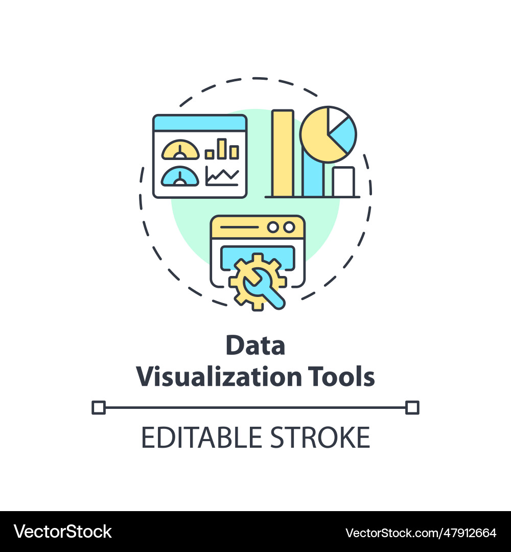 2d data visualization tools concept linear icon vector image