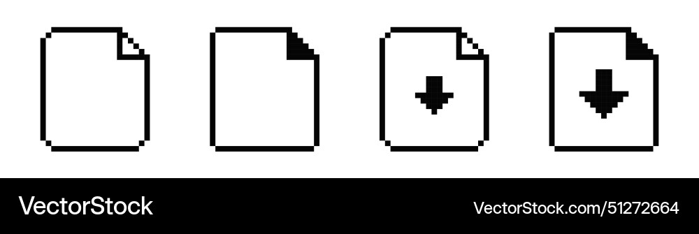 8 bit document icon pixel 8bit text Vector Image