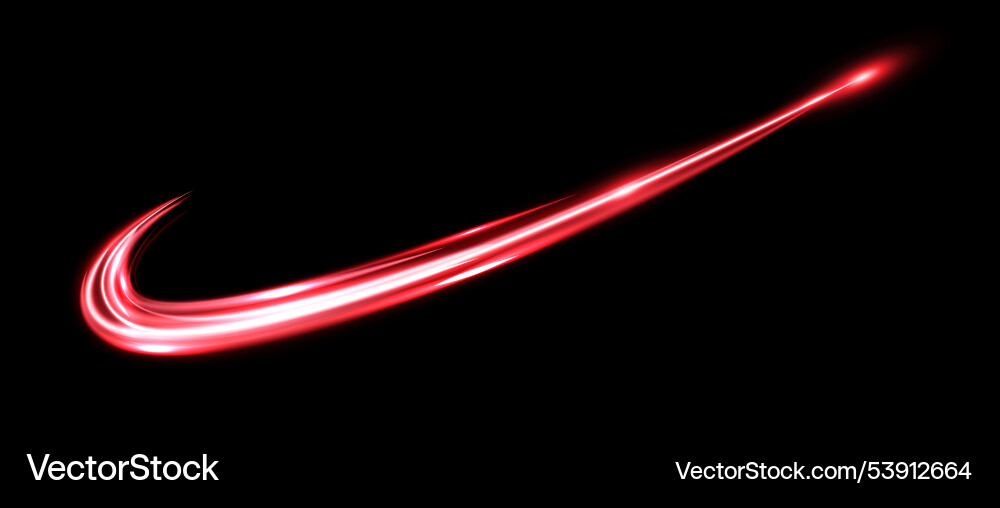 Abstract red speed light lines neon glowing curve vector image