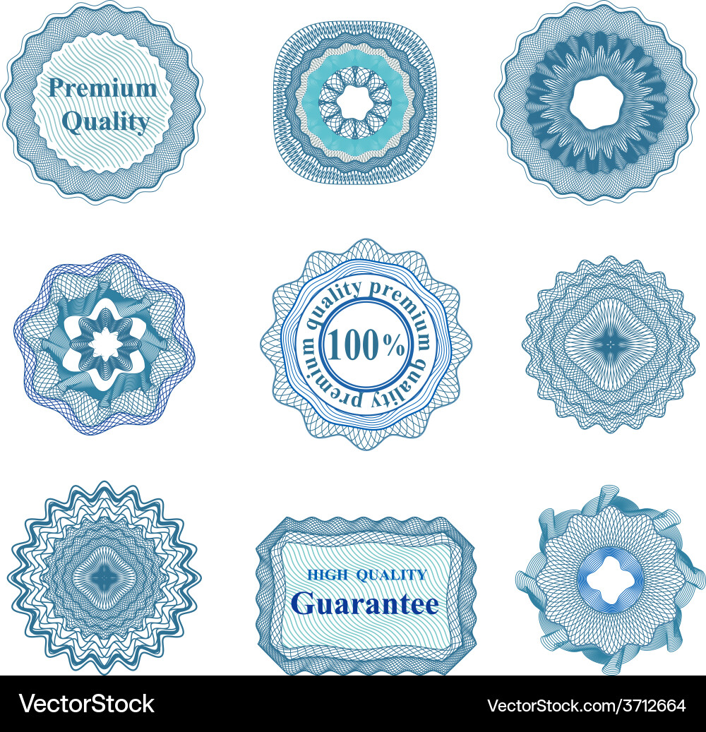 Blue Rosette Set - Elegant Ornament Vector Image
