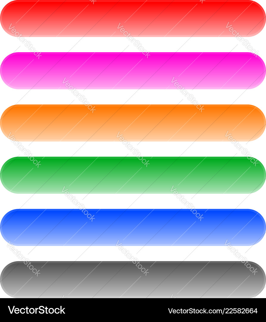 Button banner bar shape design elements in 6 color Vector Image