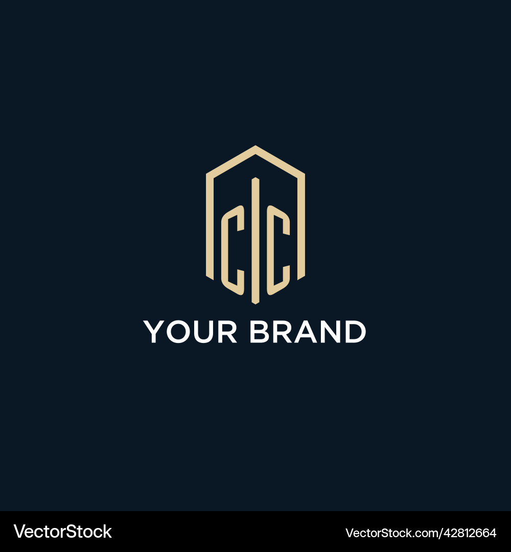 Cc initial monogram logo with hexagonal shape Cc initial monogram logo with hexagonal shape Vector Image