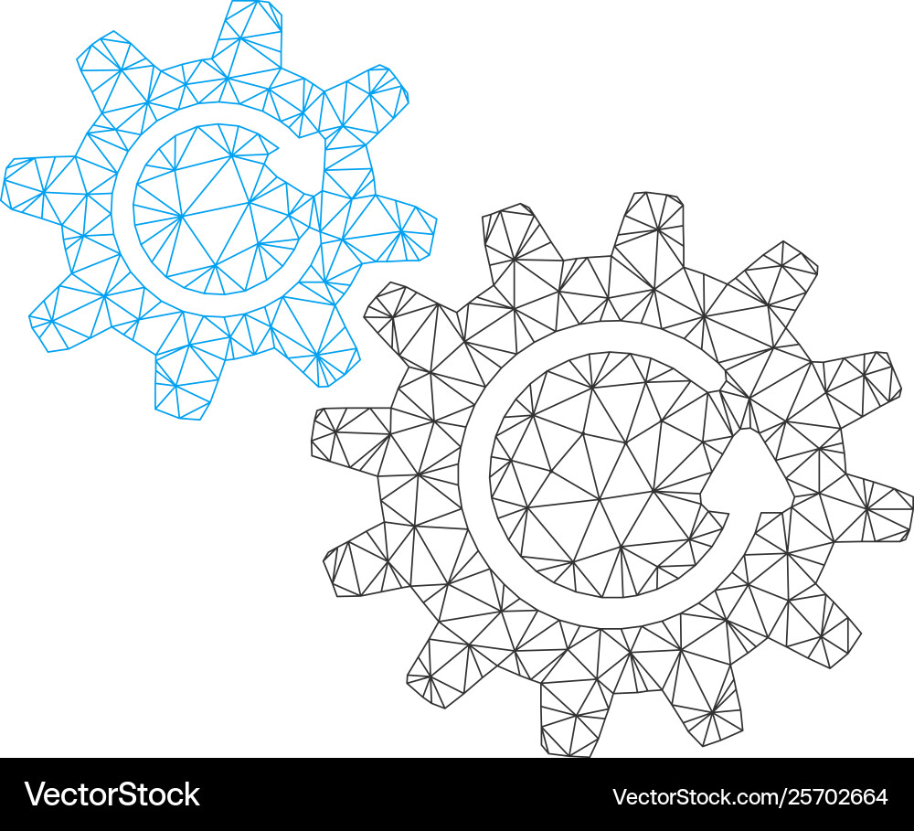 Cogs rotation polygonal frame mesh Cogs rotation polygonal frame mesh vector image