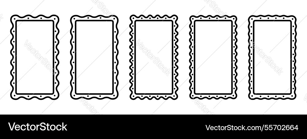 Collection of rectangle frames with scalloped Vector Image