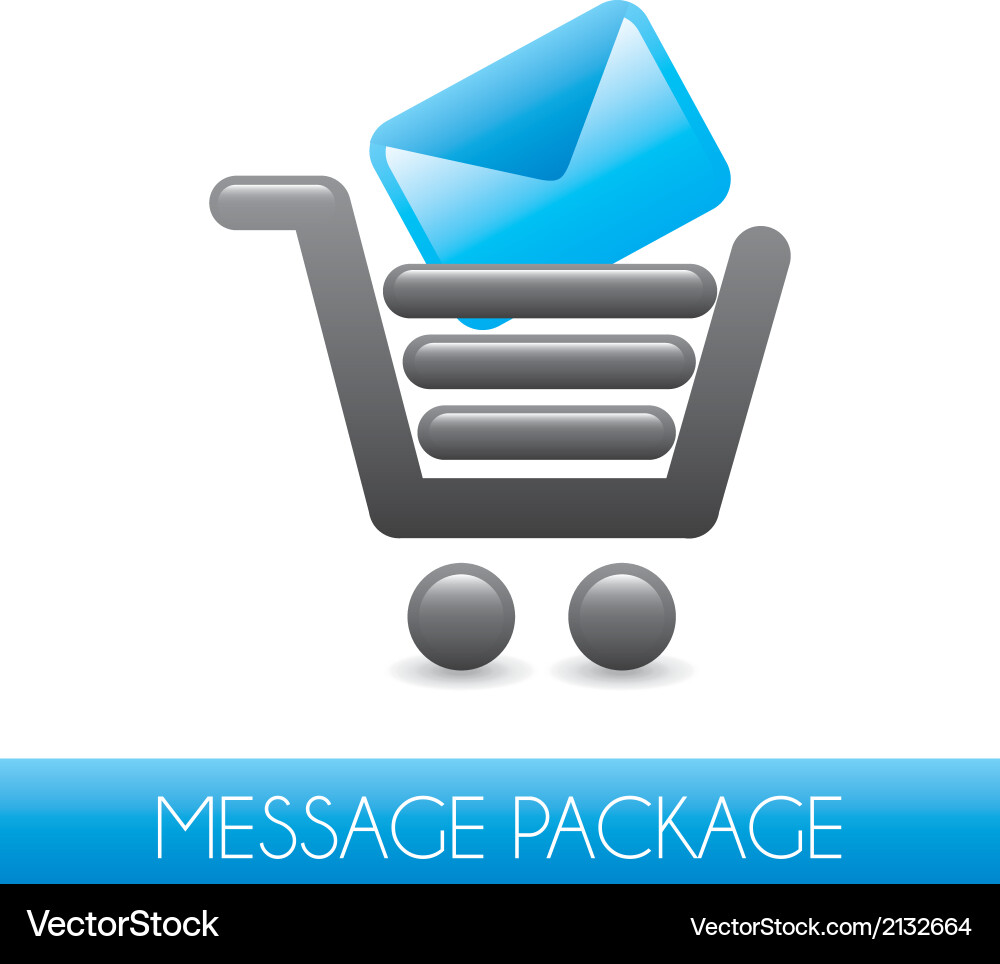 Message package over blue background Vector Image